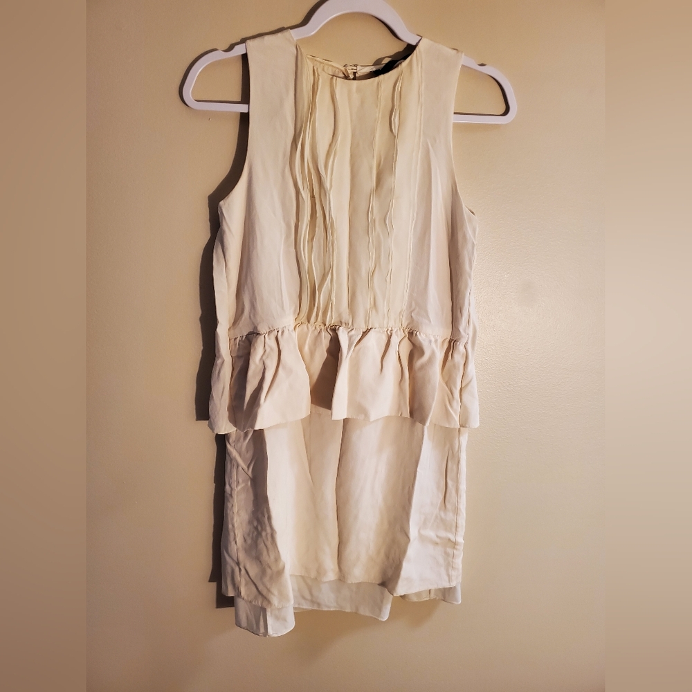 Tibi New York Cream Sleeveless Top Ruffle Accent Women's Size X SMALL